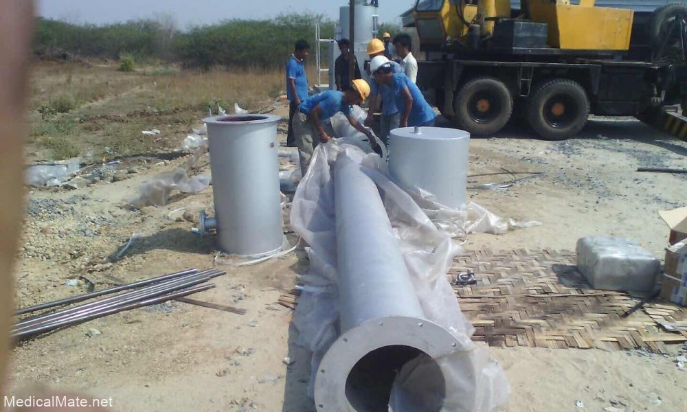 waste incinerator chimney and oil tank